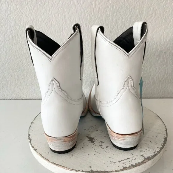 Lane EMMA JANE Womens Cowboy Bootie 7.5 White Western Cowgirl Short Ankle Boots - Picture 3 of 11
